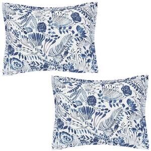 Carol & Frank Starla Chinoiserie Floral Kantha Stitch Standard Pillow Sham Set